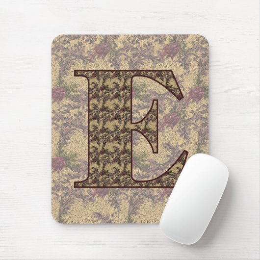 Tapis De Souris Monogramme Initiale E Élégant Floral Vintage (Avec souris)