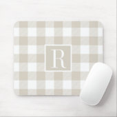 Tapis De Souris Monogramme initiale en carreaux de buffle beige mo (Avec souris)