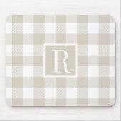 Tapis De Souris Monogramme initiale en carreaux de buffle beige mo (Devant)