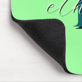 Tapis De Souris Monogramme Initiale et Nom Personnalisés Vert Ment (Coin)