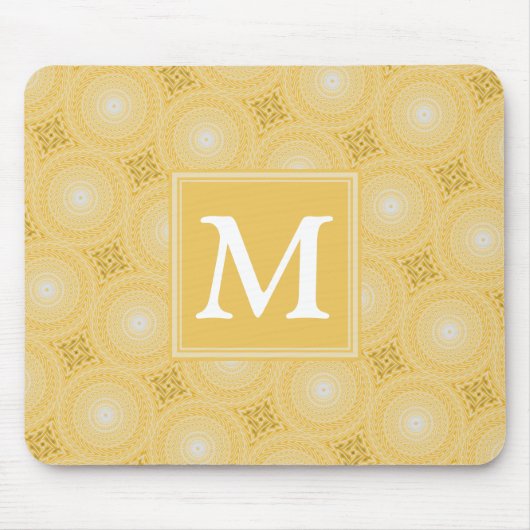 Tapis De Souris Monogramme jaune cercles motif (Devant)