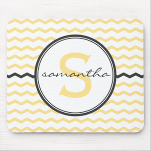 Tapis De Souris Monogramme jaune de Chevron