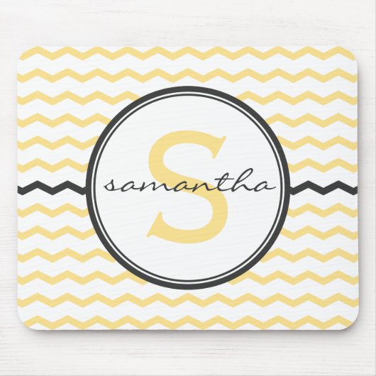 Tapis De Souris Monogramme jaune de Chevron (Devant)