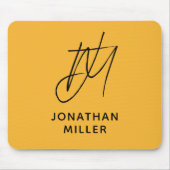 Tapis De Souris Monogramme jaune moutarde moderne (Devant)