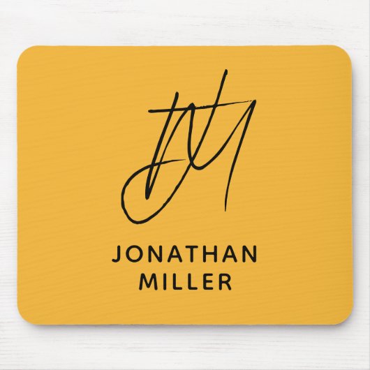 Tapis De Souris Monogramme jaune moutarde moderne (Devant)