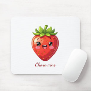 Tapis De Souris Monogramme jolie fraise kawaii