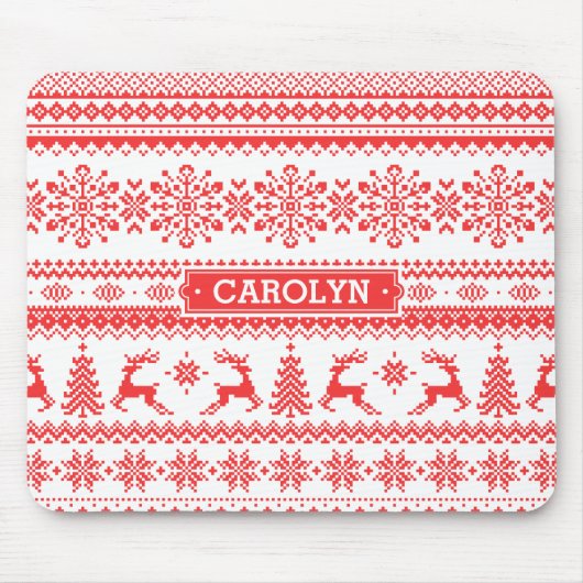 Tapis De Souris Monogramme juste rouge de motif d'île de chandail (Devant)