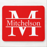 Tapis De Souris Monogramme LR de la Croix-Rouge<br><div class="desc">barre croisée rouge Police romaine Police monogrammée pavé de souris</div>