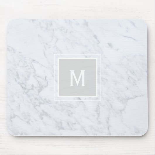 Tapis De Souris Monogramme Marbre blanc (Devant)