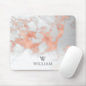 Tapis De Souris Monogramme Marbre Blanc Rose Or élégant moderne (Avec souris)
