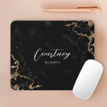 Tapis De Souris Monogramme Marbre Noir & Or Elégant Nom de police<br><div class="desc">Tapis de souris monogramme avec arrière - plan en marbre noir et or et police calligraphie élégante pour votre nom ou vos initiales. La mousepad comprend de l'espace pour ajouter vos initiales ou votre nom, vous pouvez même ajouter votre logo d'entreprise. Ajoutez une touche de glamour à votre maison ou...</div>
