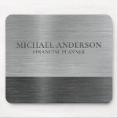 Tapis De Souris Monogramme métallique brossé argenté Nom (Devant)
