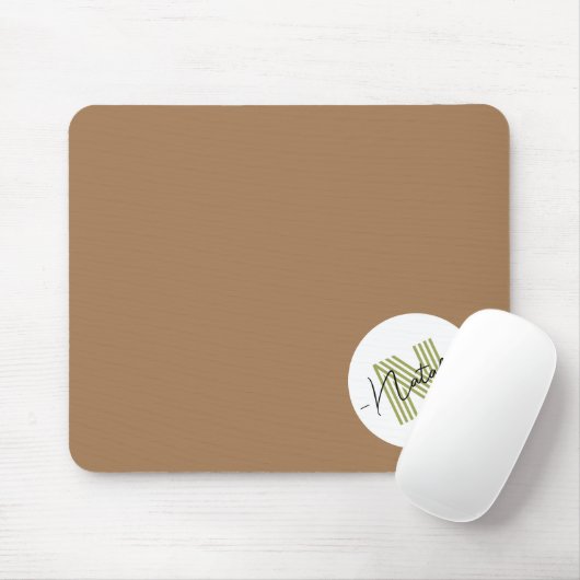 Tapis De Souris Monogramme mignon initial avec script Brown blanc (Avec souris)