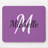 Tapis De Souris Monogramme mignon moderne initial + nom pourpre &  (Devant)