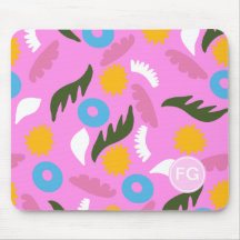 monogramme mignon rose motif floral gras 
