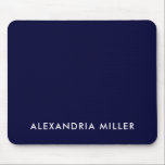 Tapis De Souris Monogramme minimaliste bleu marine personnalisé<br><div class="desc">Gardez votre espace de travail élégant et élégant grâce à ce pavé de souris monogramme bleu marine personnalisé. La conception comporte votre nom ou vos initiales dans une police blanche simple sur un arrière - plan bleu marine solide. La surface lisse du tissu permet un mouvement précis de la souris...</div>