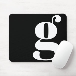 Tapis De Souris Monogramme minimaliste noir et blanc