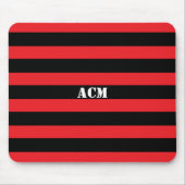 Tapis De Souris Monogramme Moderne Bandes Noires et Rouges (Devant)
