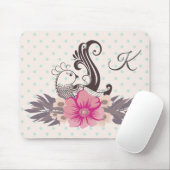 Tapis De Souris Monogramme moderne Bird and Flora Dotty (Avec souris)