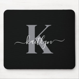 Tapis De Souris Monogramme moderne Black Grey