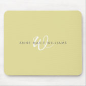 Tapis De Souris Monogramme moderne chartreuse blanc en écriture cu (Devant)