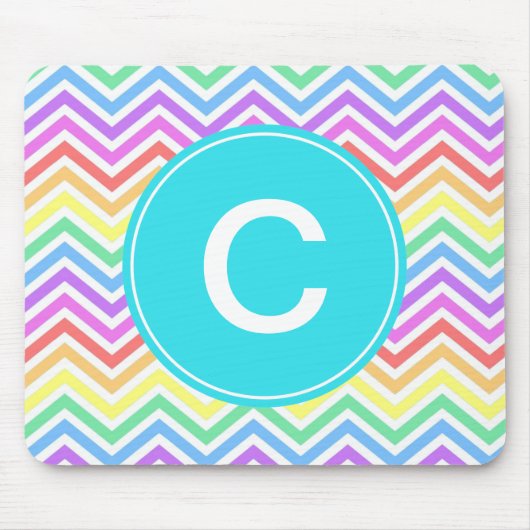 Tapis De Souris monogramme moderne, cool, tendance chevron arc-en- (Devant)
