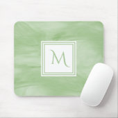 Tapis De Souris Monogramme moderne de marbre subtil vert clair (Avec souris)