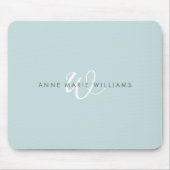 Tapis De Souris Monogramme Moderne de Style Script Blanc Vert Sarc (Devant)