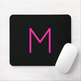 Tapis De Souris Monogramme moderne éditable rose et noir