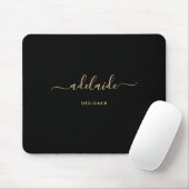 Tapis De Souris Monogramme moderne Elegant Noir Or Script Girly (Avec souris)