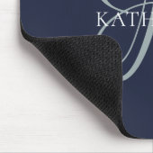 Tapis De Souris Monogramme moderne élégant Script Marine Bleu (Coin)