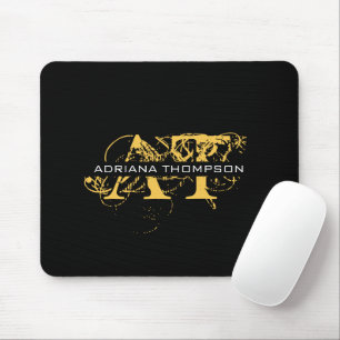 Tapis De Souris Monogramme moderne en noir et or