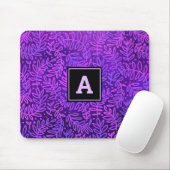 Tapis De Souris Monogramme moderne feuillage feuille motif violet (Avec souris)