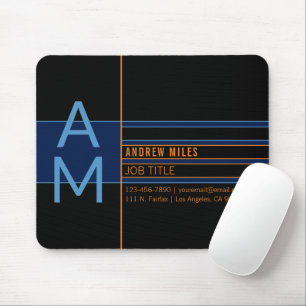Tapis De Souris Monogramme Moderne & Formes et Couleurs Modifiable