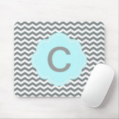 Tapis De Souris monogramme moderne gris blanc chevron (Avec souris)