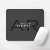 Tapis De Souris Monogramme moderne Gris clair tendance Ajouter un  (Avec souris)