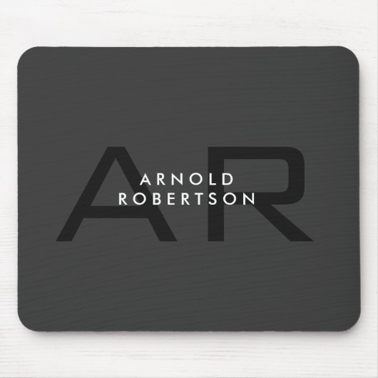 Tapis De Souris Monogramme moderne Gris clair tendance Ajouter un (Devant)