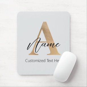 Tapis De Souris Monogramme moderne Initiale A & Nom Personnalisé