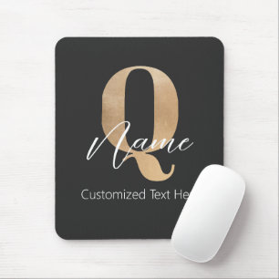 Tapis De Souris Monogramme Moderne Initiale Q & Nom Personnalisé