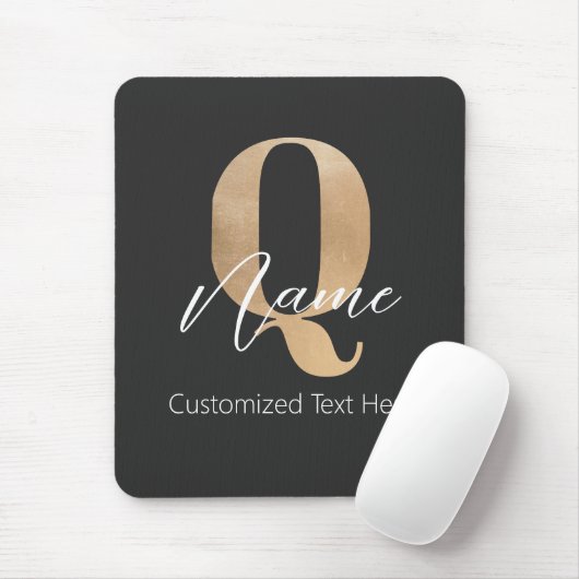 Tapis De Souris Monogramme Moderne Initiale Q & Nom Personnalisé (Avec souris)