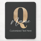 Tapis De Souris Monogramme Moderne Initiale Q & Nom Personnalisé (Devant)