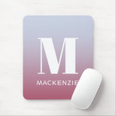 Tapis De Souris Monogramme moderne Nom initial Pink Blue Gradient (Avec souris)