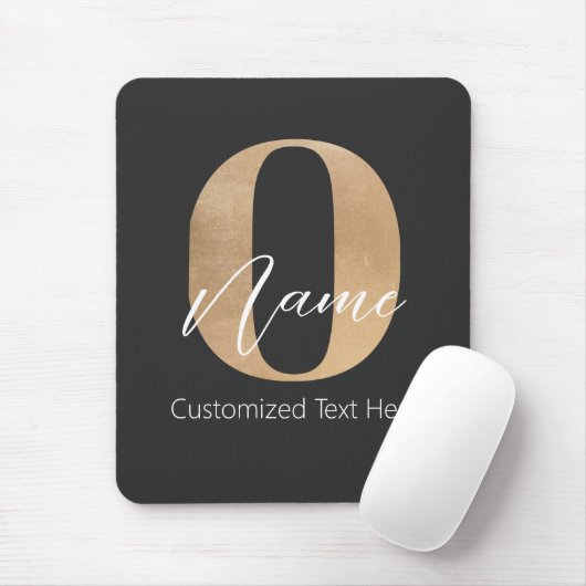 Tapis De Souris Monogramme moderne O & Nom initial Personnalisé (Avec souris)