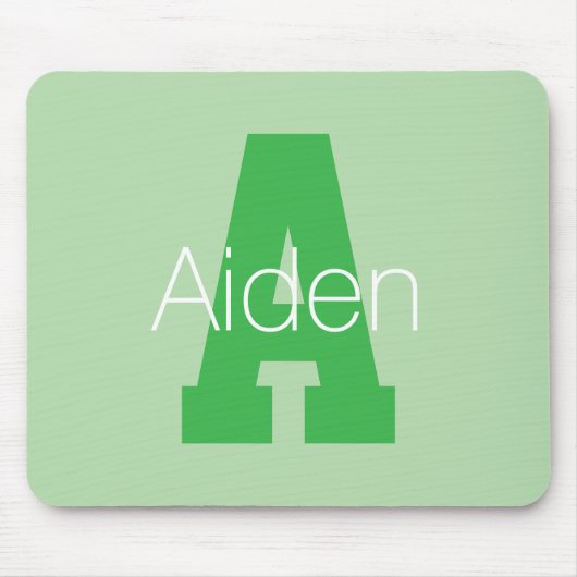 Tapis De Souris Monogramme moderne | Pale & Kelly Green (Devant)