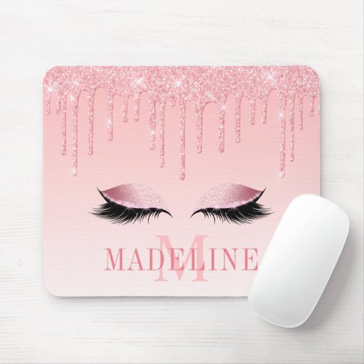 Tapis De Souris Monogramme moderne Parties scintillant rose modern (Avec souris)