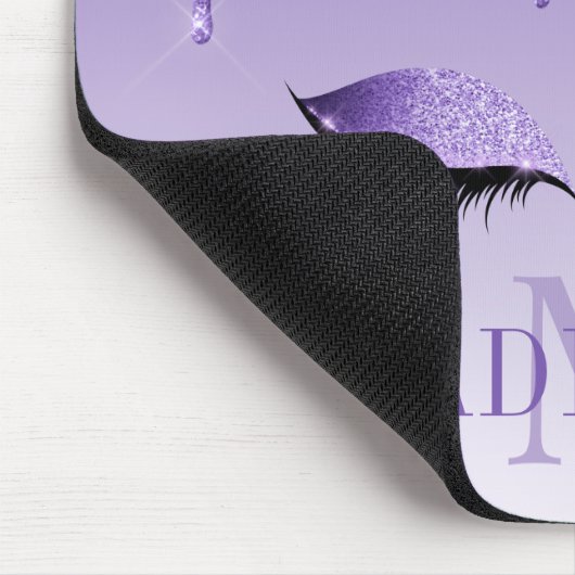 Tapis De Souris Monogramme moderne Parties scintillant violet mode (Coin)