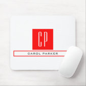 Tapis De Souris Monogramme moderne Professional Plain Nom simple (Avec souris)