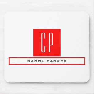 Tapis De Souris Monogramme moderne Professional Plain Nom simple