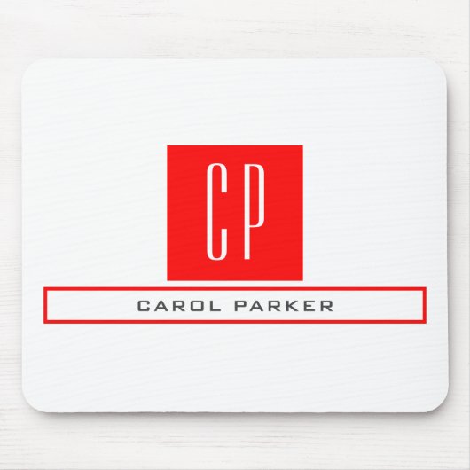 Tapis De Souris Monogramme moderne Professional Plain Nom simple (Devant)