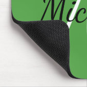 Tapis De Souris Monogramme moderne simple initial + Nom Vert Blanc (Coin)